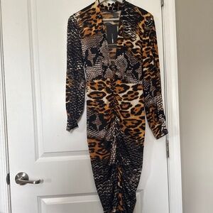 Midi snake/leopard print Dress